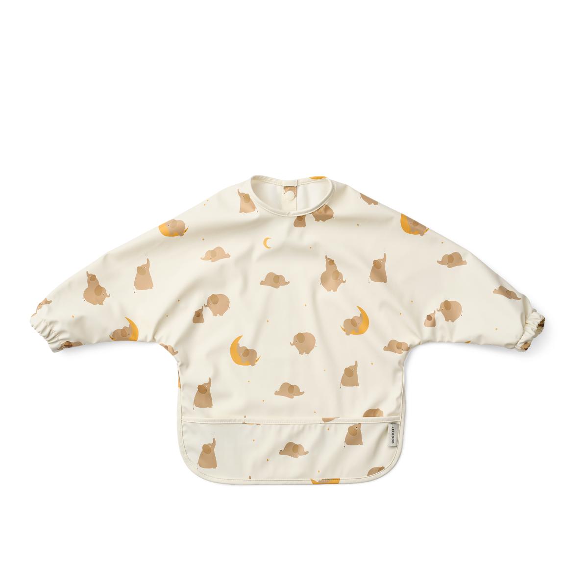 Babero manga larga MERLE Liewood Elephant creme de la creme