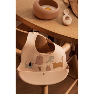 Babero silicona 2uds EMBER Liewood  Cats and Dogs sandy
