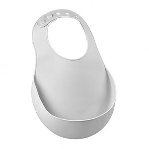 Babero silicona Béaba gris claro
