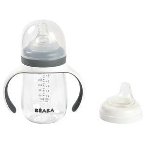 Biberón aprendizaje 2en1 210ml Béaba gris mineral