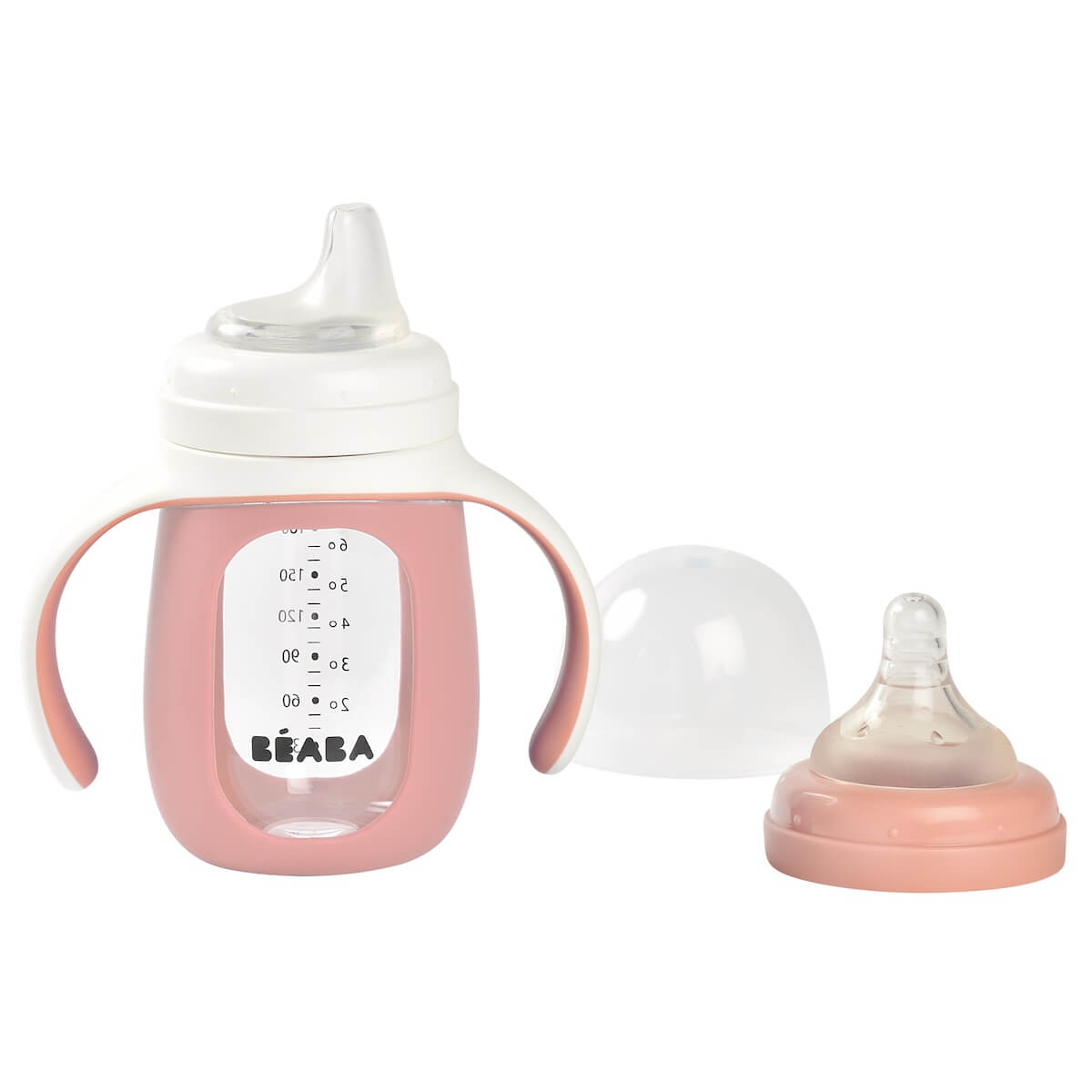 Biberón aprendizaje 2en1 210ml-funda silicona Béaba old pink