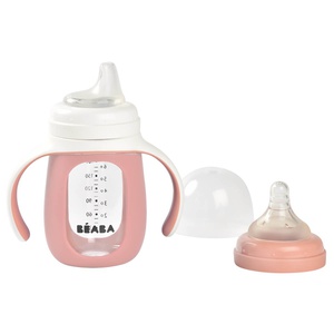Biberón aprendizaje 2en1 210ml-funda silicona Béaba old pink