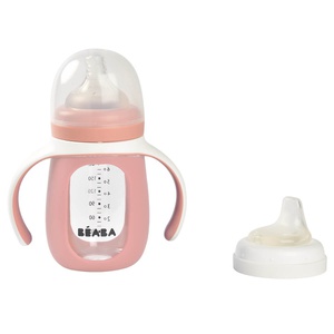 Biberón aprendizaje 2en1 210ml-funda silicona Béaba old pink
