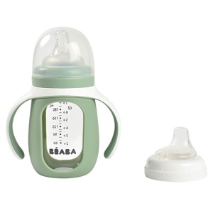 Biberón aprendizaje 2en1 210ml-funda silicona Béaba verde salvia
