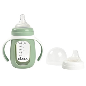 Biberón aprendizaje 2en1 210ml-funda silicona Béaba verde salvia