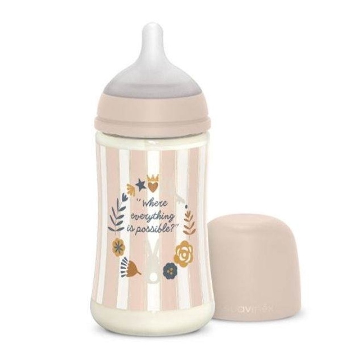 Biberón poliamida 270ml Wonderland Suavinex Rayas rosa