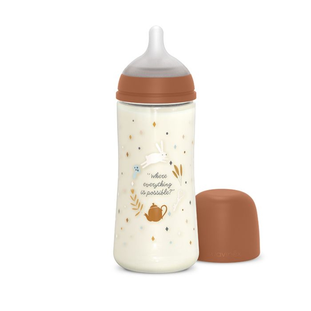 Biberón poliamida 360ml Wonderland Suavinex Frase terracotta
