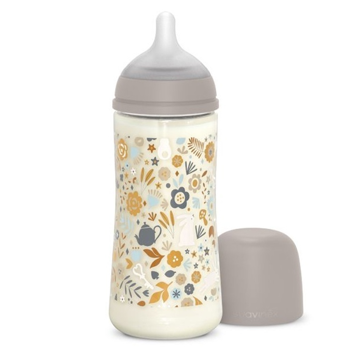 Biberón poliamida 360ml Wonderland Suavinex Liberty gris
