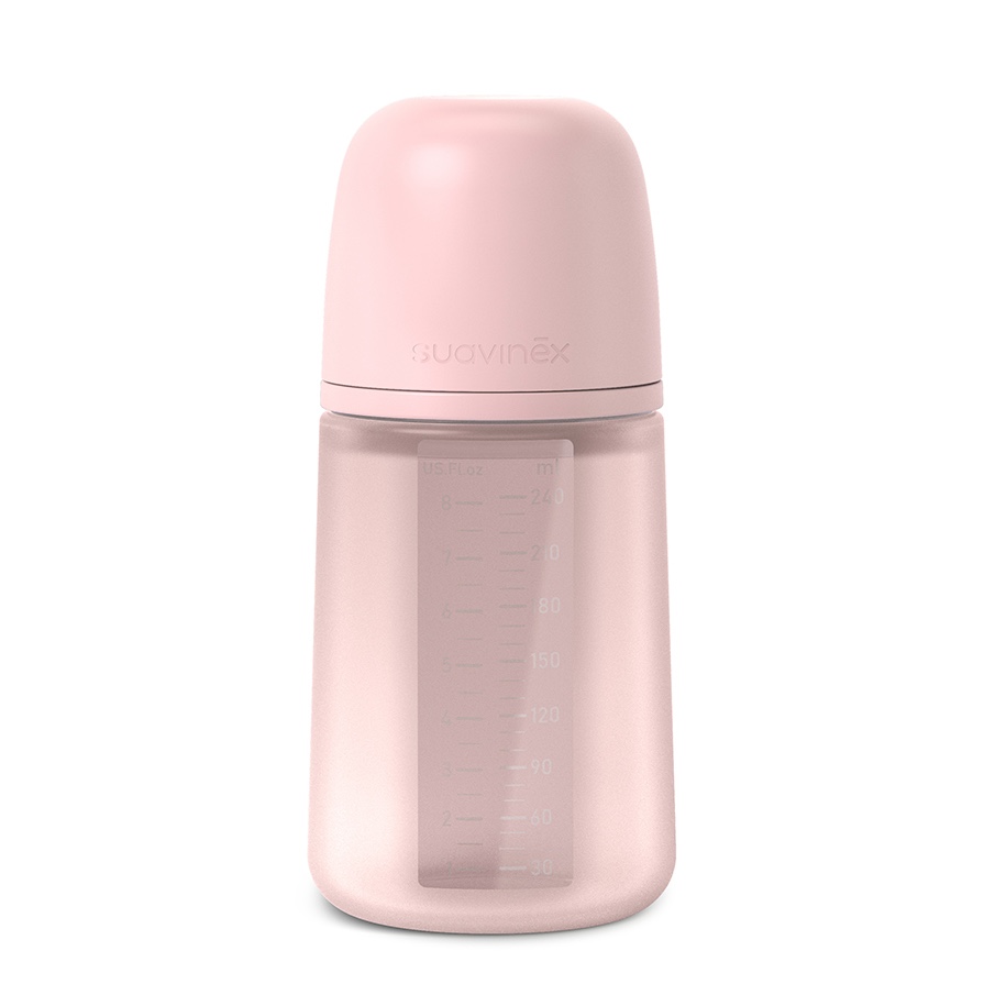 Biberón silicona 240ml COLOUR ESSENCE Suavinex rosa claro