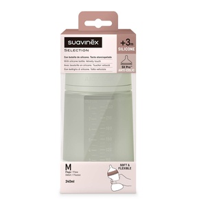 Biberón silicona 240ml COLOUR ESSENCE Suavinex verde