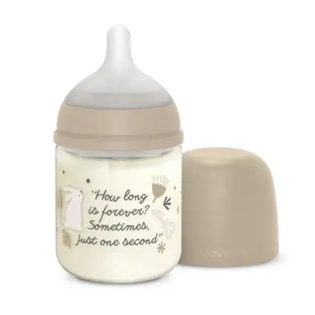 Biberón vidrio 120ml WONDERLAND Suavinex Frase beige
