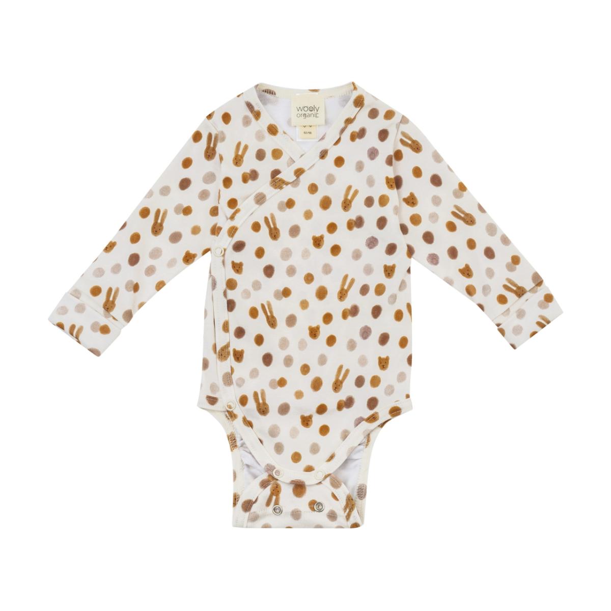 Body cruzado manga larga 50-56cm NOOS Wooly Organic small caramel dots