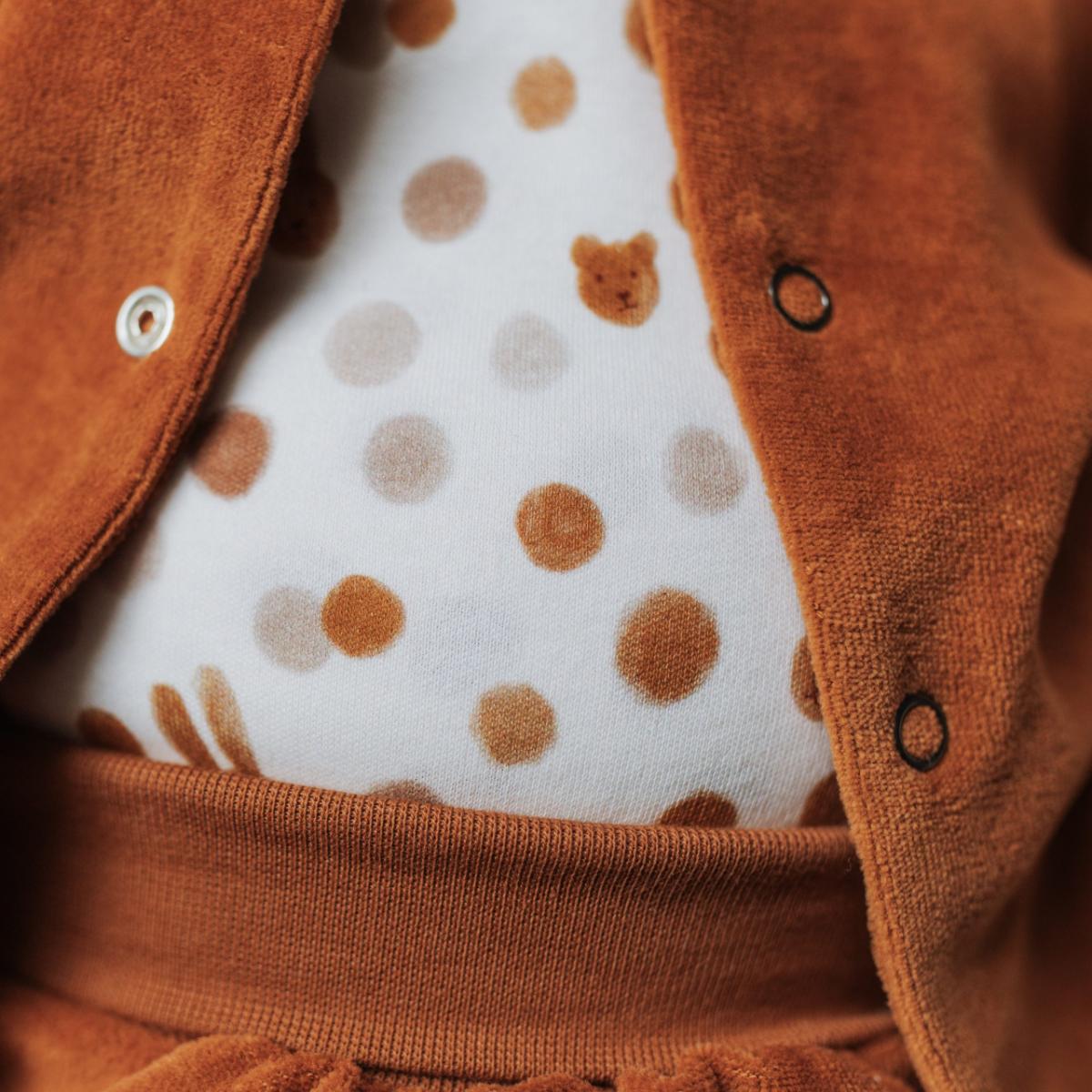 Body cruzado manga larga 50-56cm NOOS Wooly Organic small caramel dots
