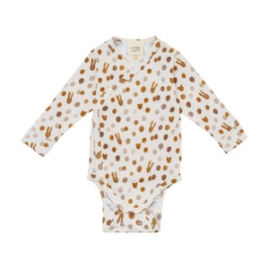 Body cruzado manga larga 50-56cm NOOS Wooly Organic small caramel dots
