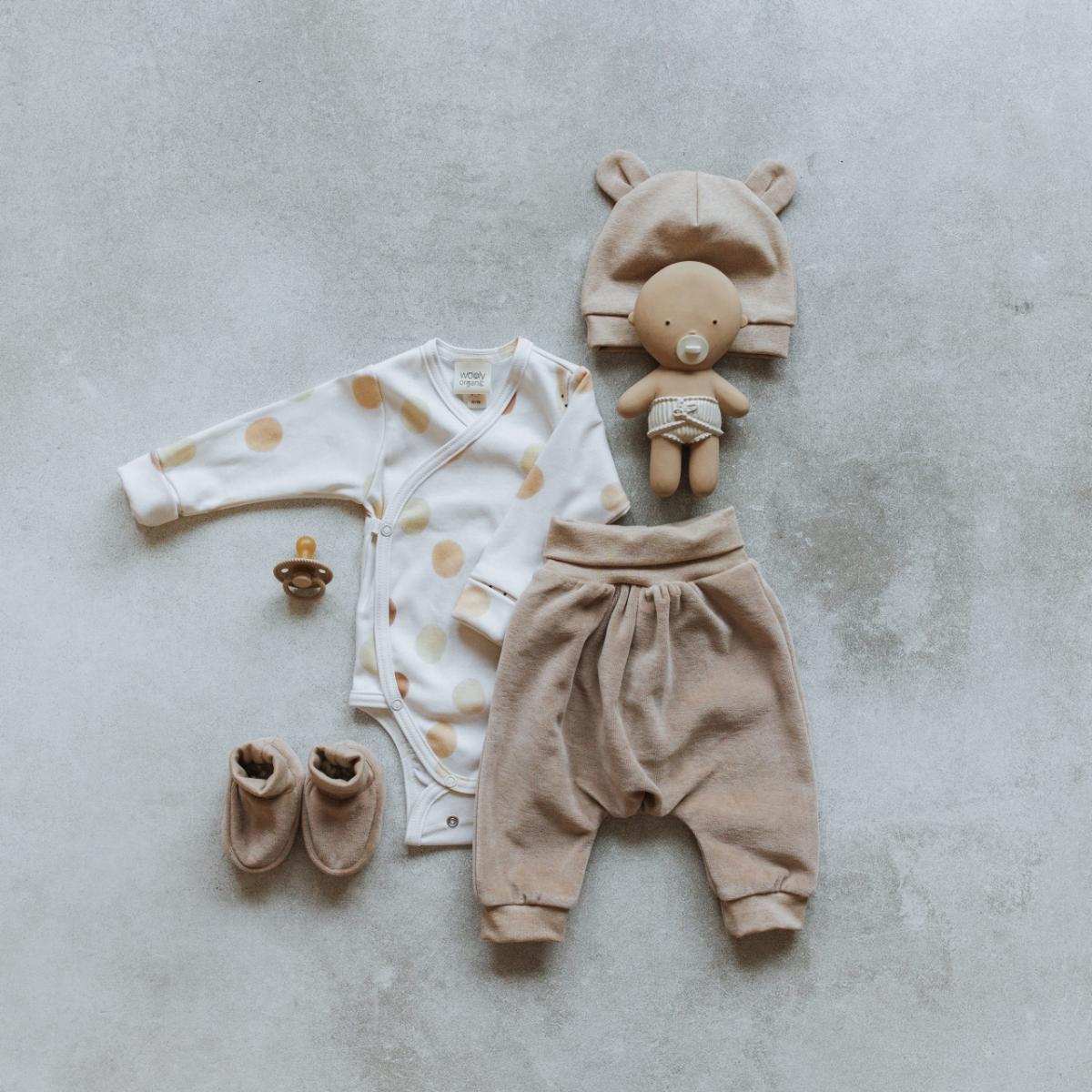 Body cruzado manga larga 62-68cm NOOS Wooly Organic small caramel dots