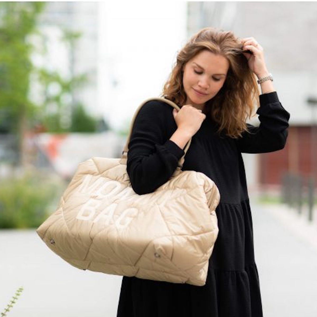 Bolso cambiador MOMMY BAG Childhome Acolchado beige