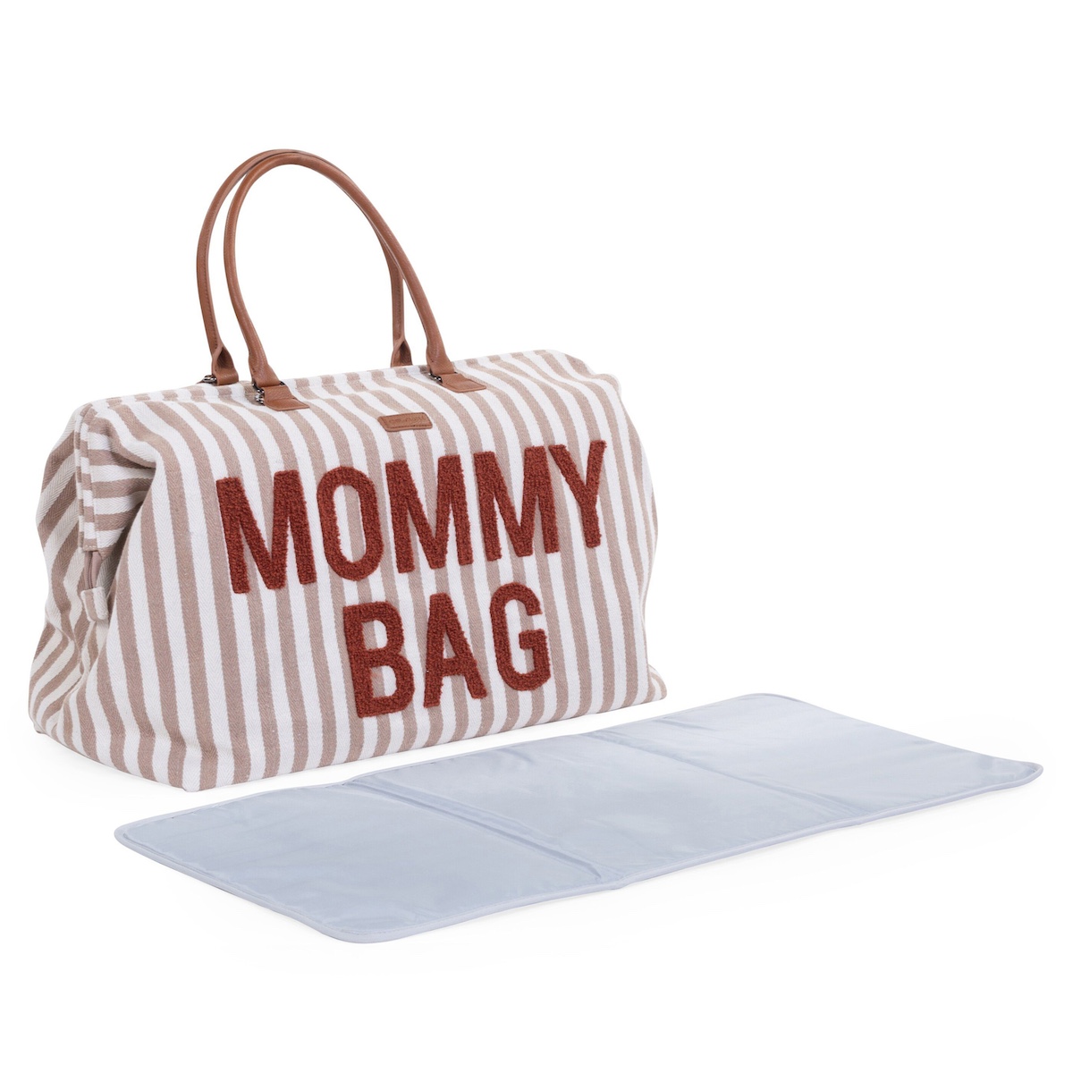 Bolso cambiador MOMMY BAG Childhome rayas nude-terracotta