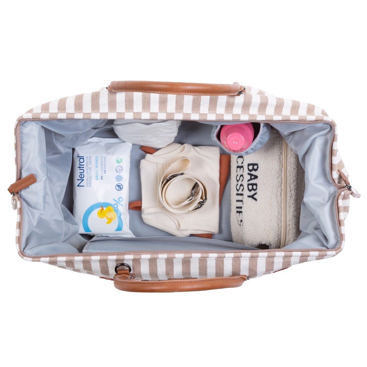 Bolso cambiador MOMMY BAG Childhome rayas nude-terracotta