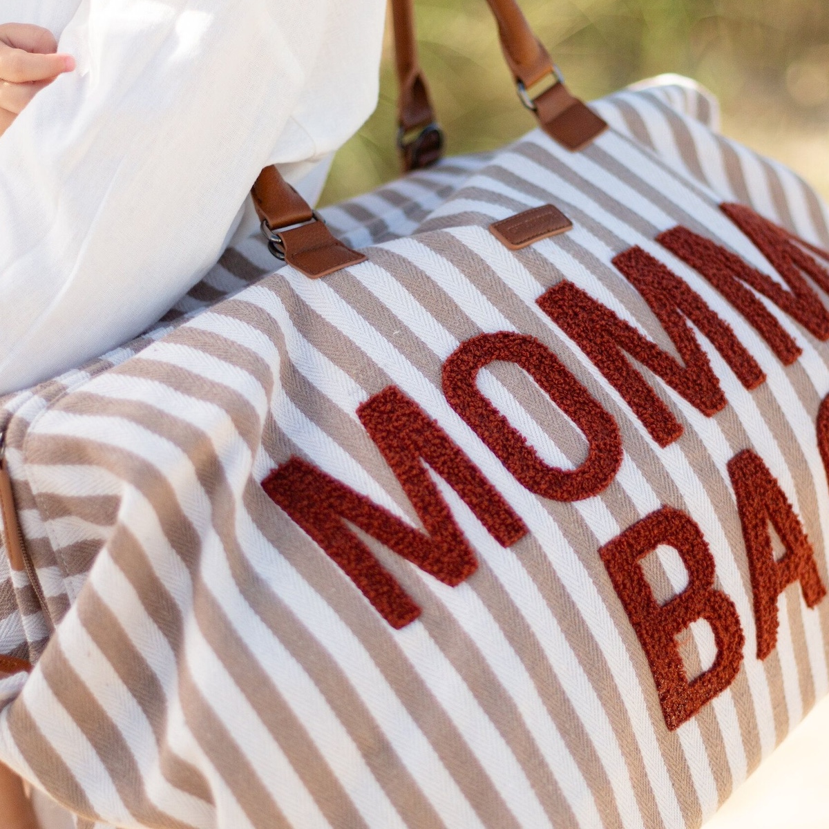 Bolso cambiador MOMMY BAG Childhome rayas nude-terracotta