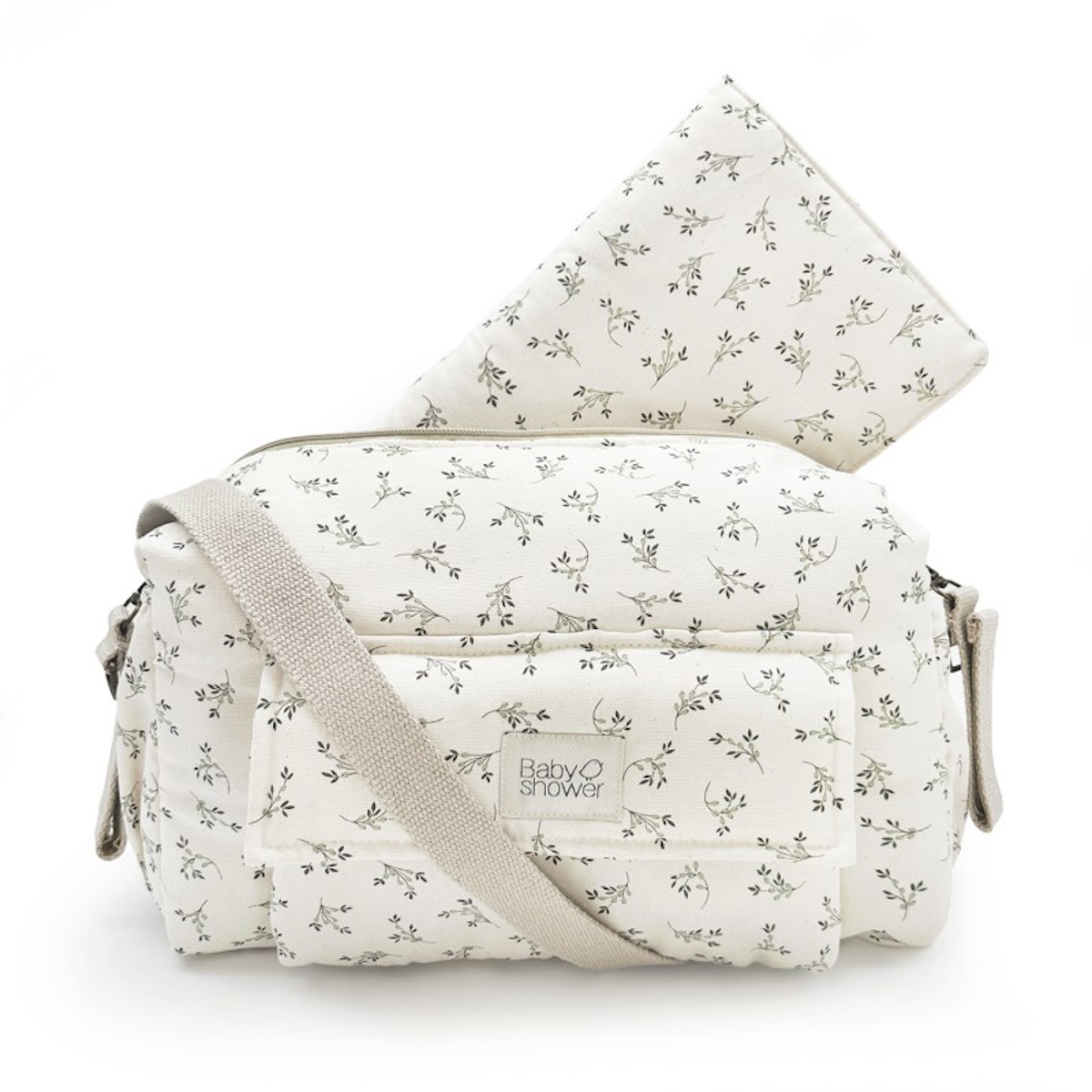Bolso cochecito CAMILA Babyshower canvas olive bloom