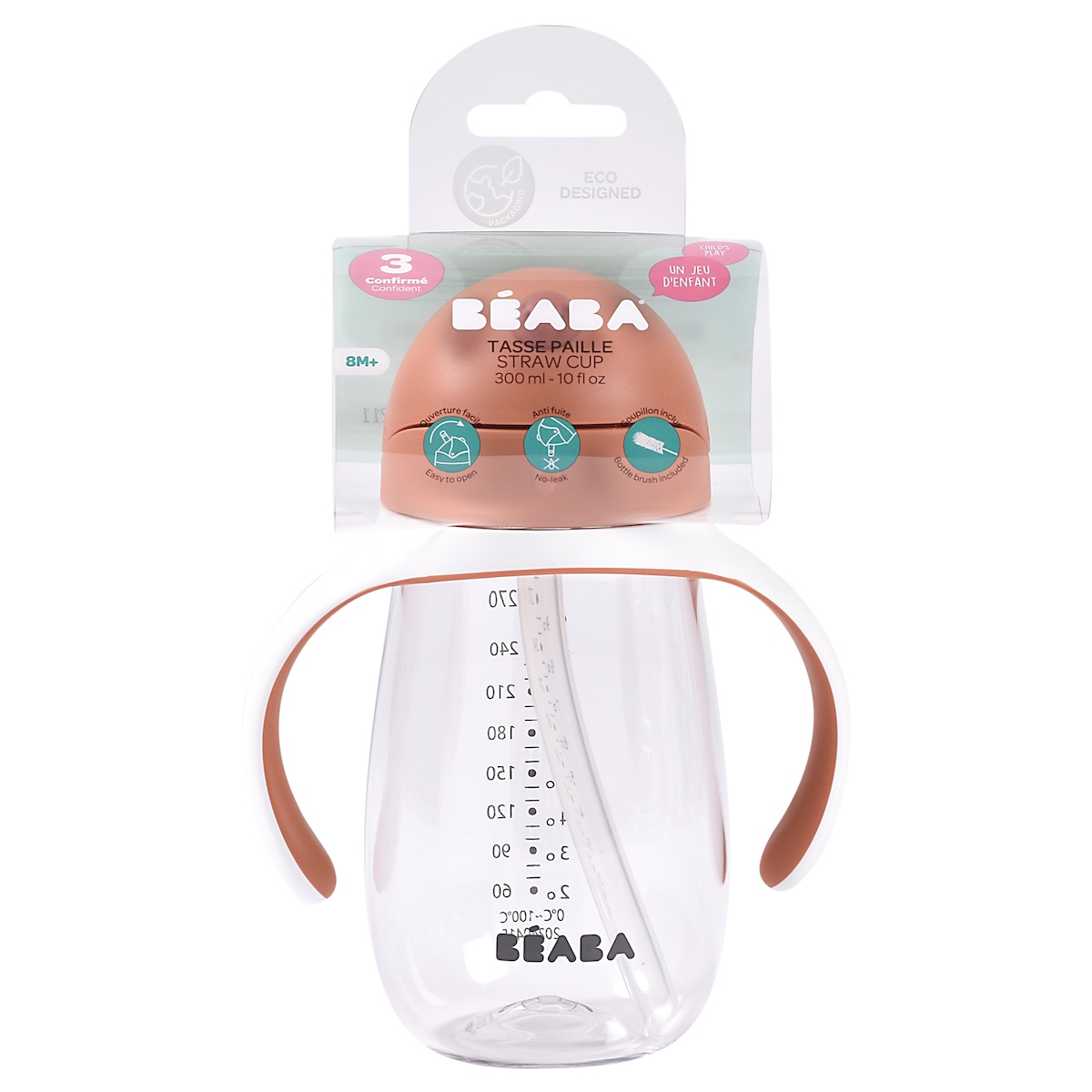 Botella-pajita 300ml Béaba terracota
