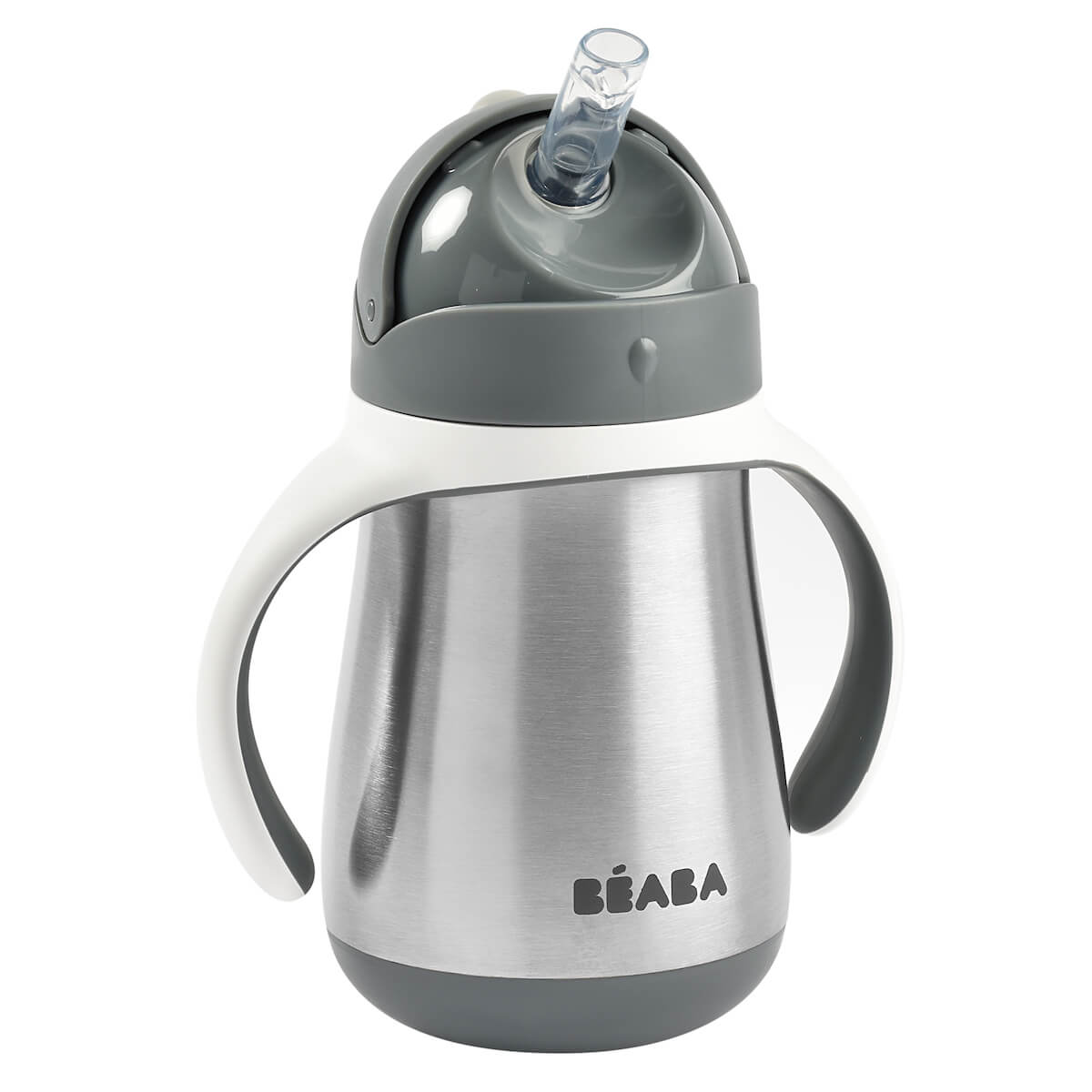 Botella-pajita inoxidable 250ml Béaba gris mineral