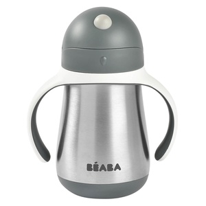 Botella-pajita inoxidable 250ml Béaba gris mineral