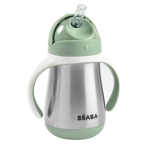 Botella-pajita inoxidable 250ml Béaba verde salvia