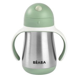 Botella-pajita inoxidable 250ml Béaba verde salvia