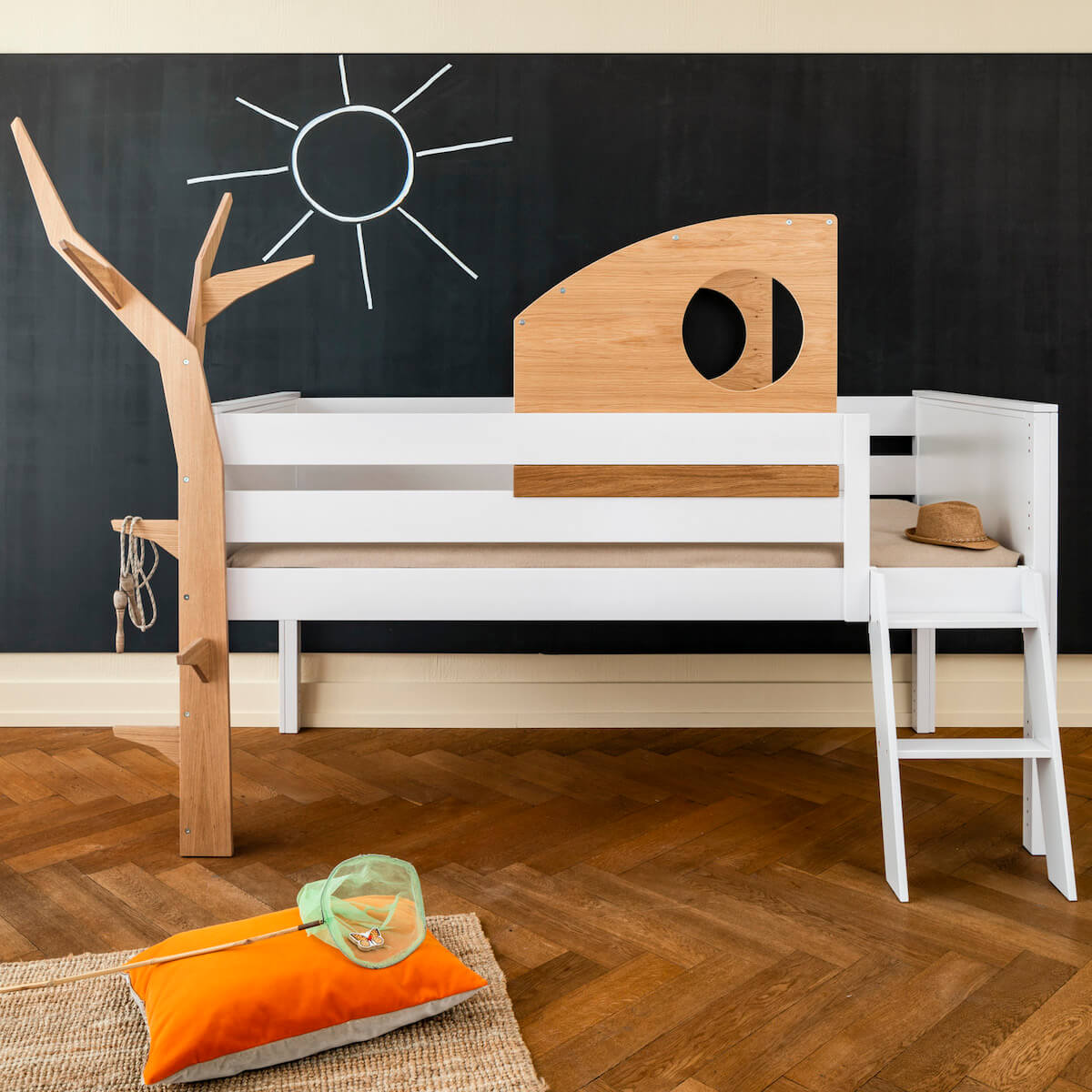 Cabaña juegos cama KASVA contrachapado roble