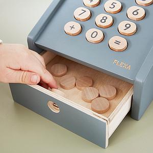 Caja registradora PLAY Flexa dark blue-natural wood