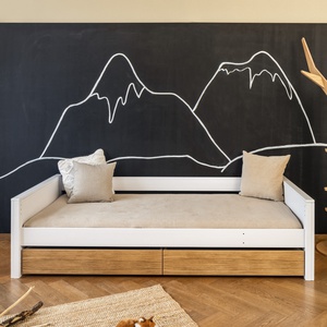 Cajón cama KASVA lacado blanco-roble MDF