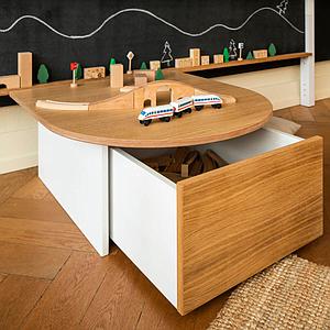 Cajón mesa juegos KASVA blanco-roble