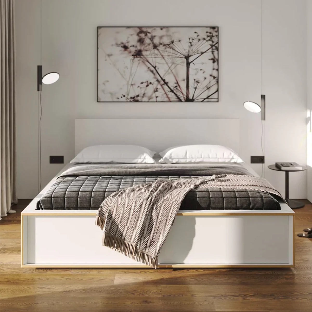 Cama 140x200cm 2 cajones-cabecero SPAZE Müller Small Living blanco