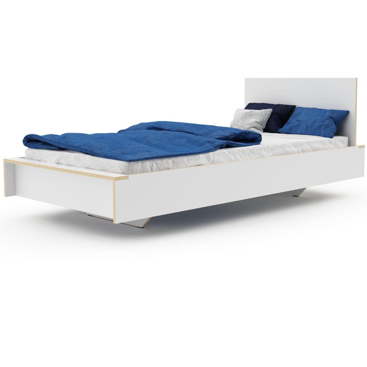 Cama 140x200cm cabecero FLAI Müller Small Living CPL blanco