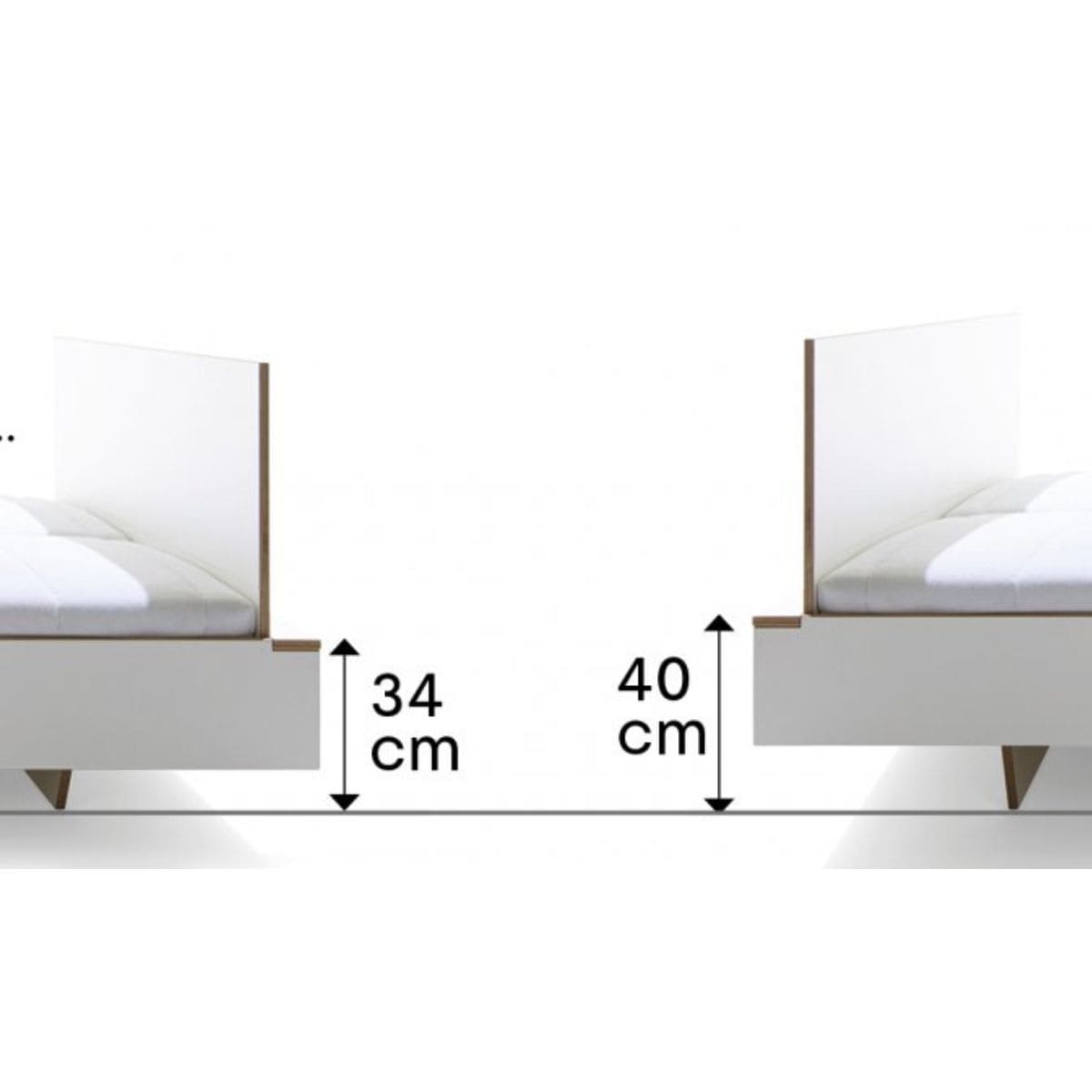 Cama 140x200cm cabecero FLAI Müller Small Living CPL blanco