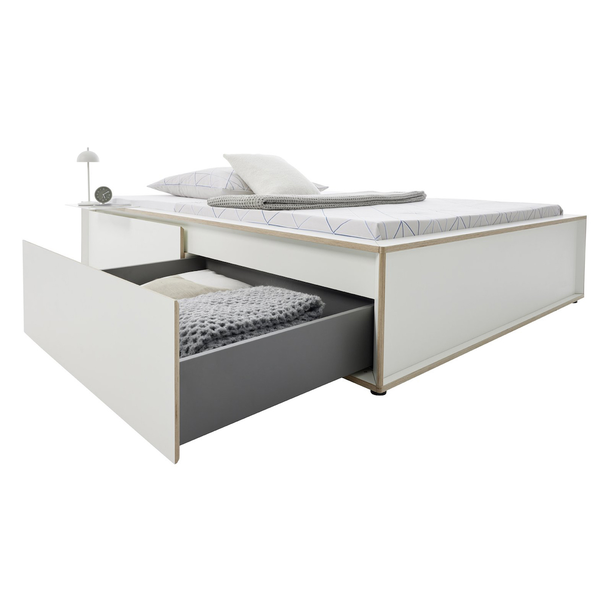 Cama 90x200cm 2 cajones-cabecero SPAZE Müller Small Living blanco