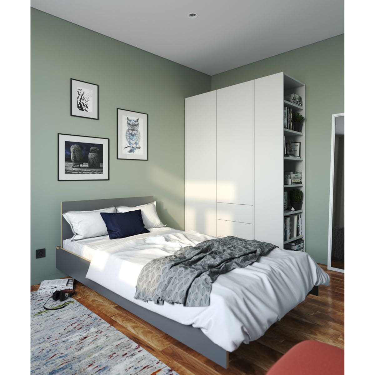 Cama 90x200cm FLAI Müller Small Living CPL antracita