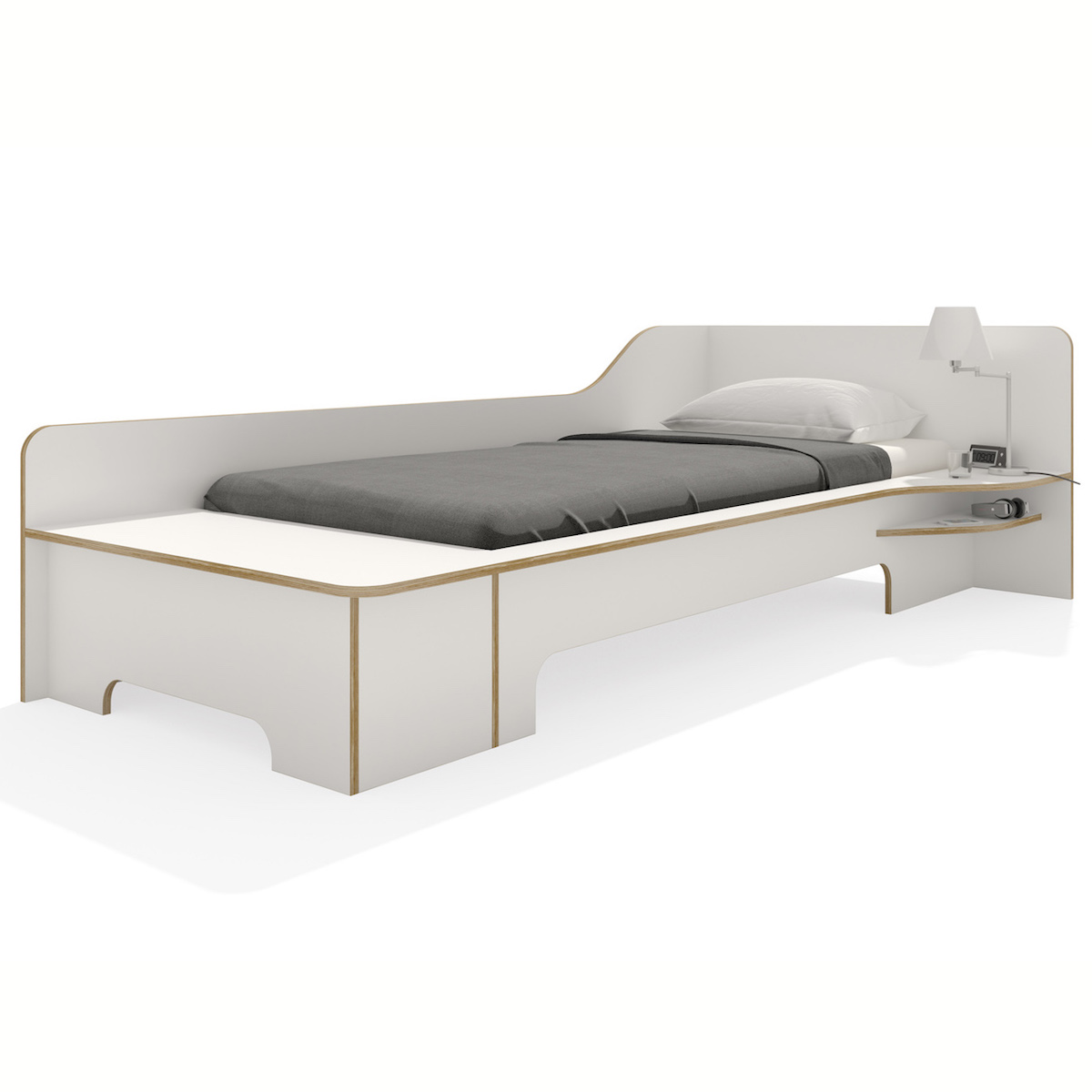 Cama 90x200cm versión derecha-cajón PLANE Müller Small Living blanco