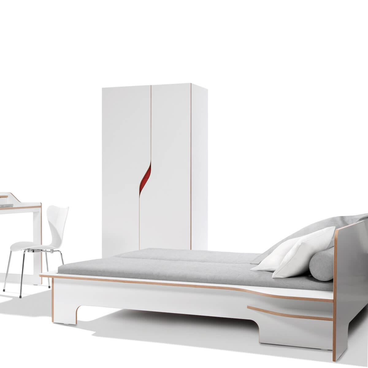 Cama 90x200cm versión derecha-cajón PLANE Müller Small Living blanco