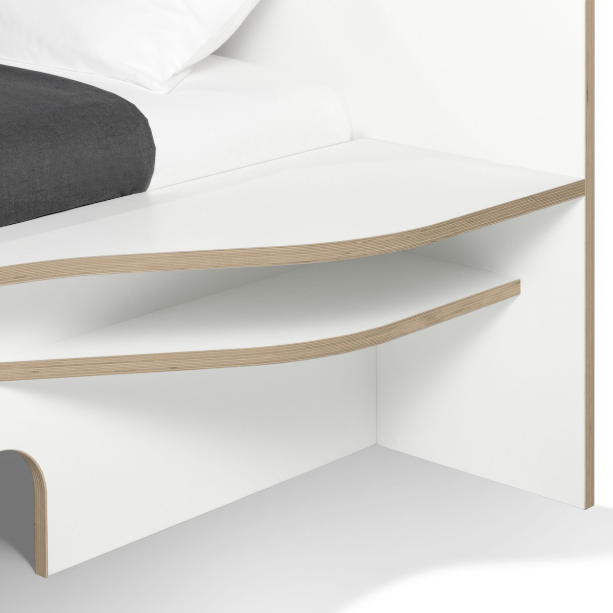 Cama 90x200cm versión derecha PLANE Müller Small Living blanco