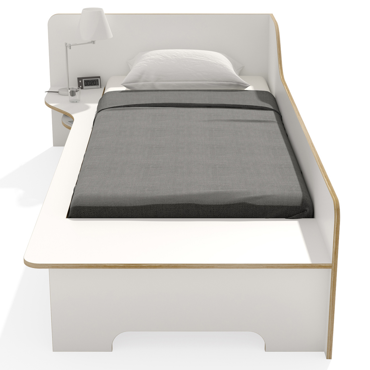 Cama 90x200cm versión izquierda-cajón PLANE Müller Small Living blanco