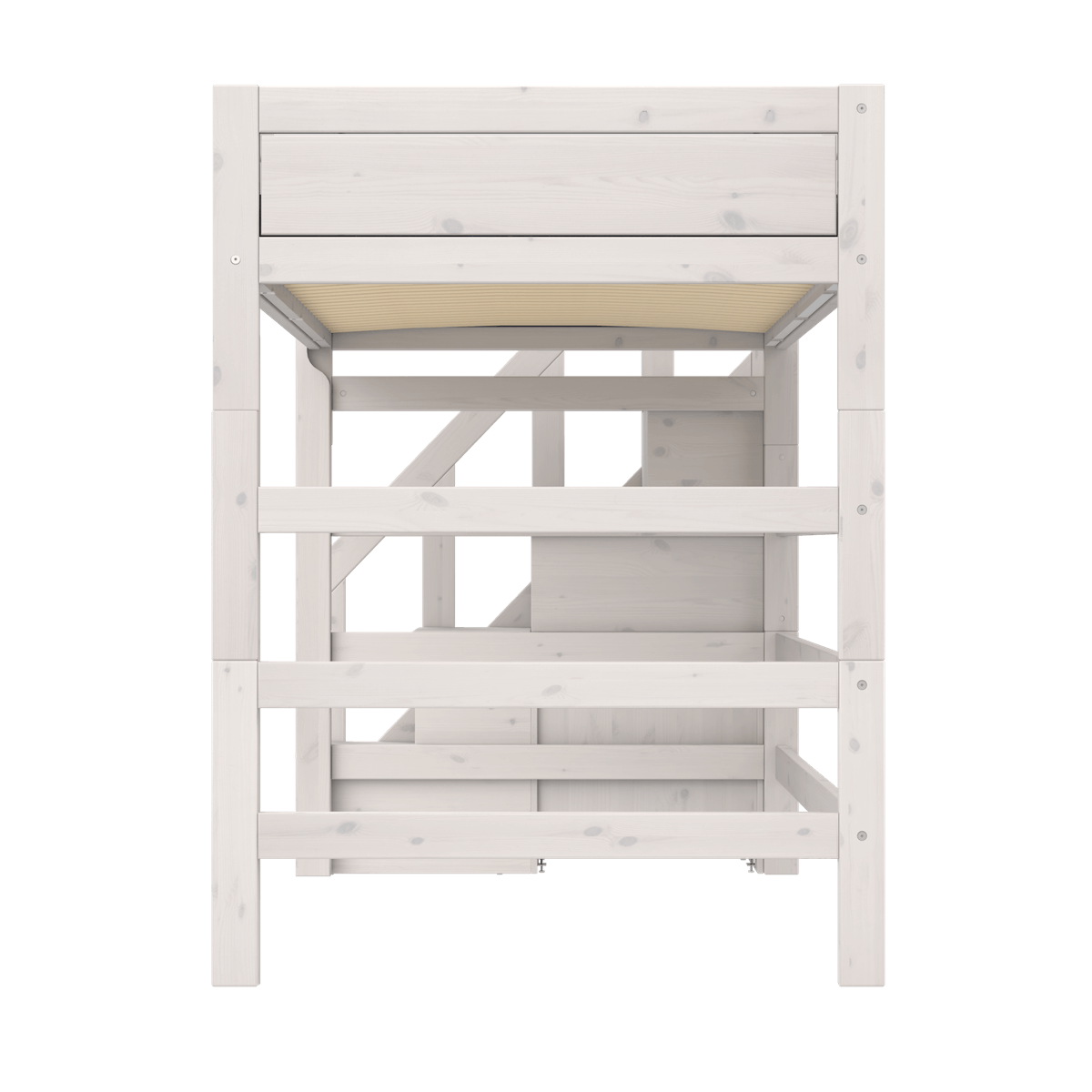 Cama alta 120x200cm escalera cajones DELUXE Lifetime whitewash