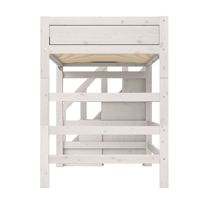 Cama alta 120x200cm escalera cajones DELUXE Lifetime whitewash