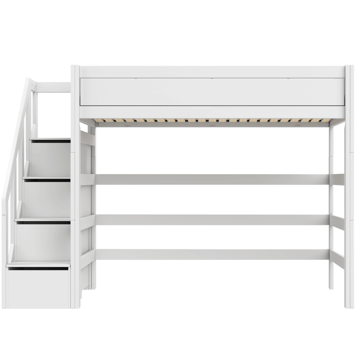 Cama alta 120x200cm escalera cajones PREMIUM Lifetime white