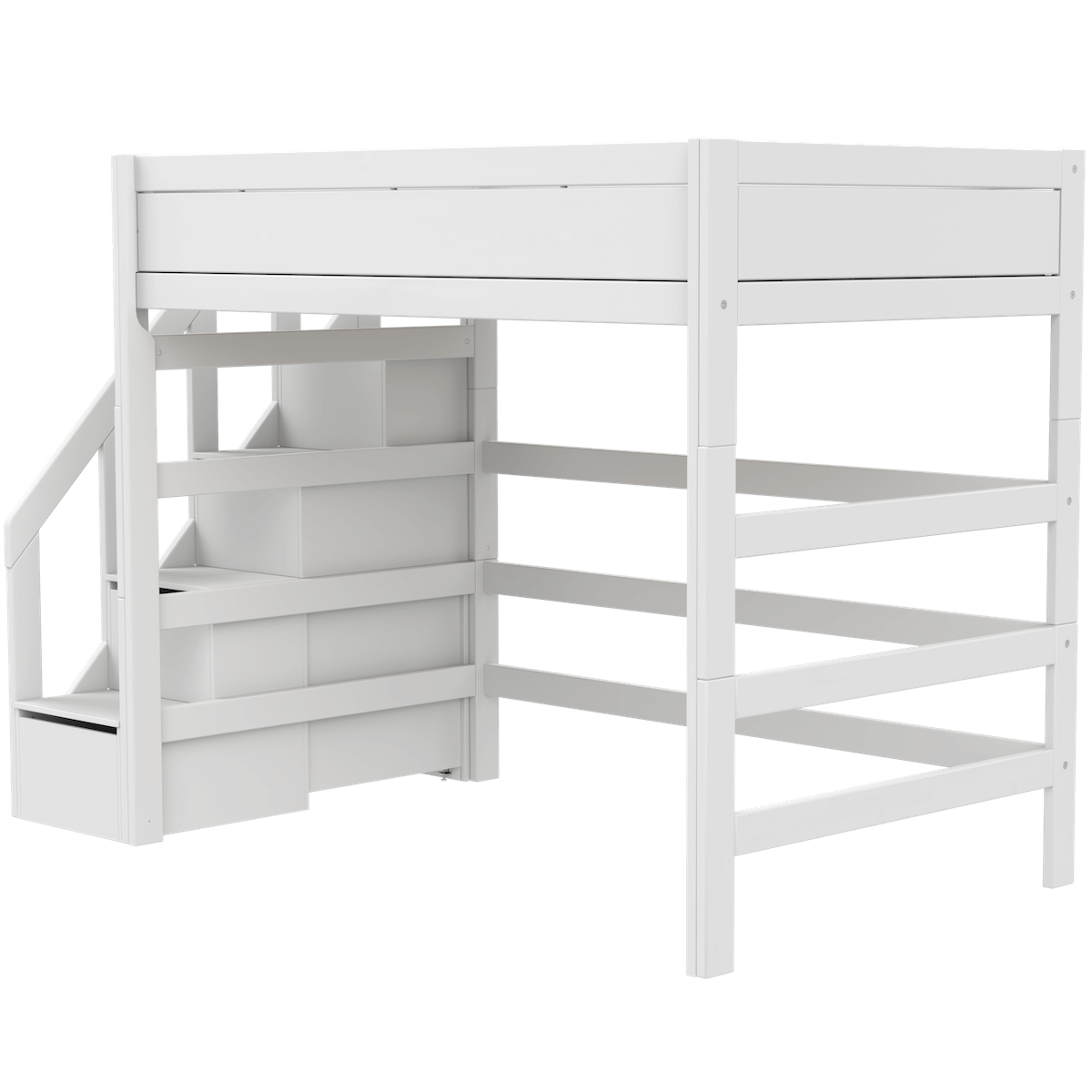 Cama alta 120x200cm escalera cajones PREMIUM Lifetime white