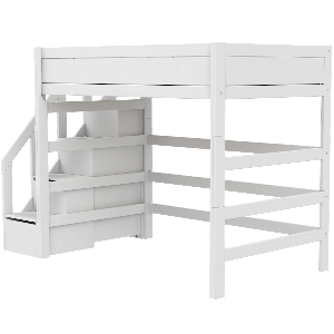 Cama alta 120x200cm escalera cajones PREMIUM Lifetime white