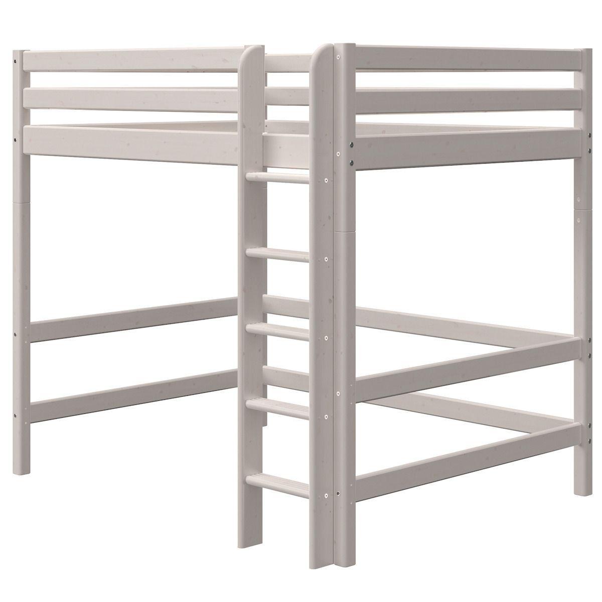 Cama alta 140x200cm escalera recta CLASSIC Flexa grey washed