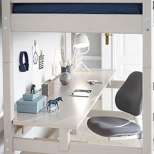 Cama alta 140x200cm escalera recta CLASSIC Flexa grey washed