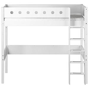 Cama alta 90x200 WHITE Flexa escalera recta barrera y patas blancas